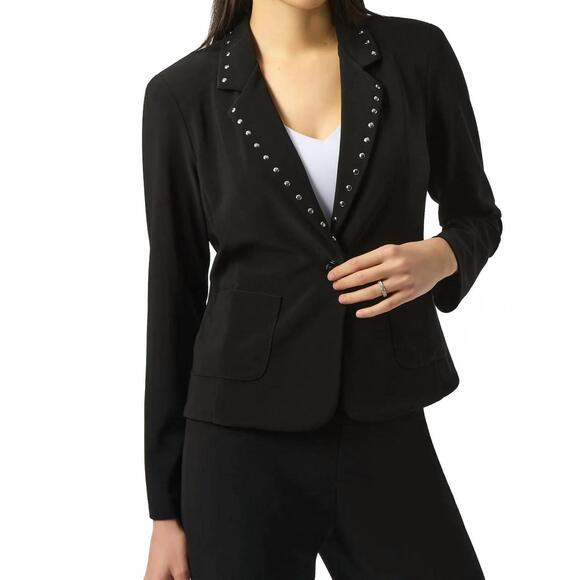 NEW JOSEPH RIBKOFF studded fitted blazer in black